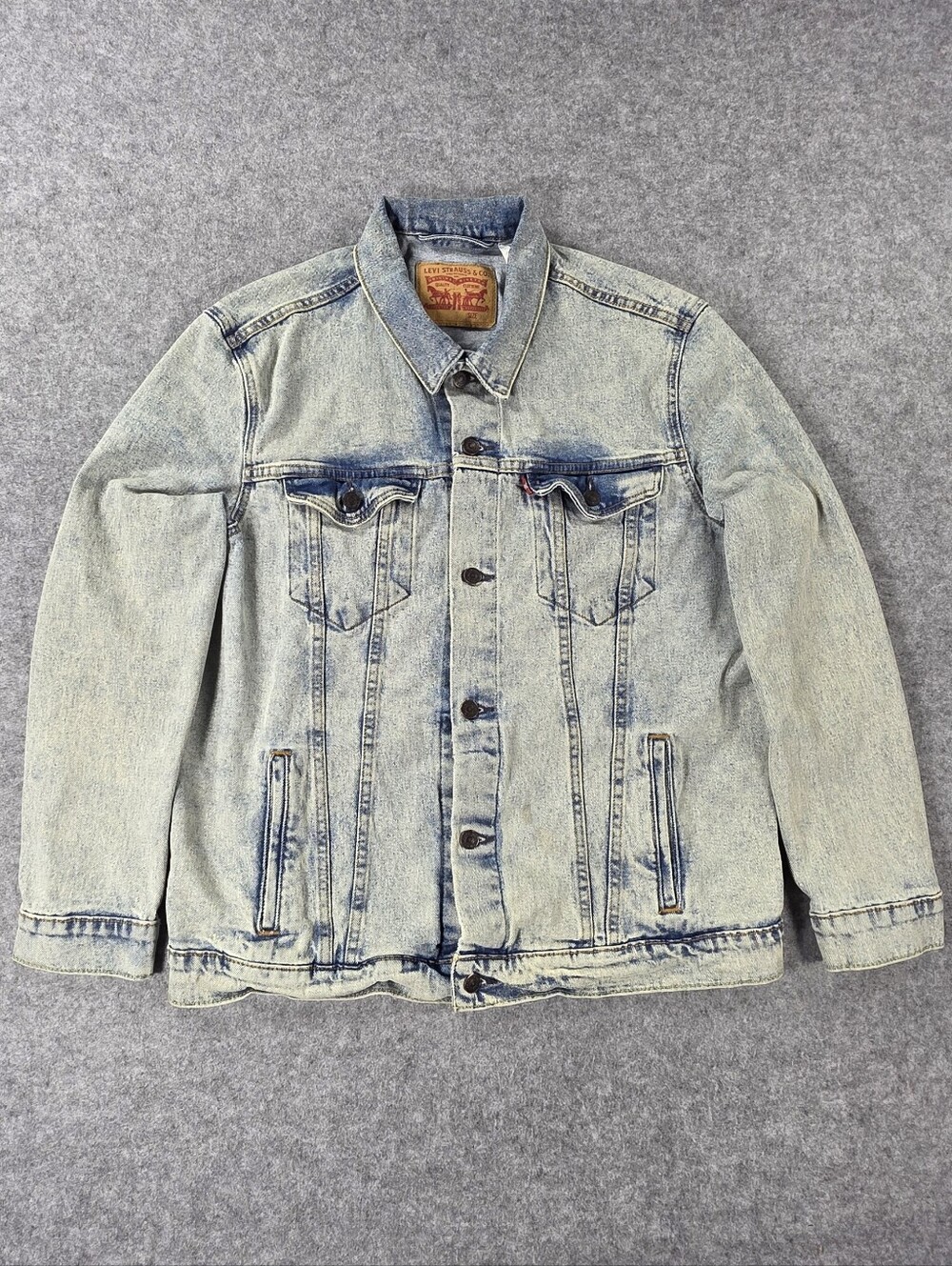 Levi's Light Blue Acid Wash Denim Jacket - Men's Trucker Jean Sz XL